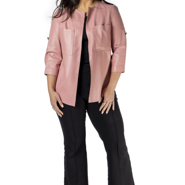 Pink Lambskin Leather Shirt