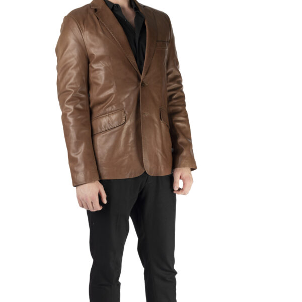Men's Brown Lambskin Leather Blazer