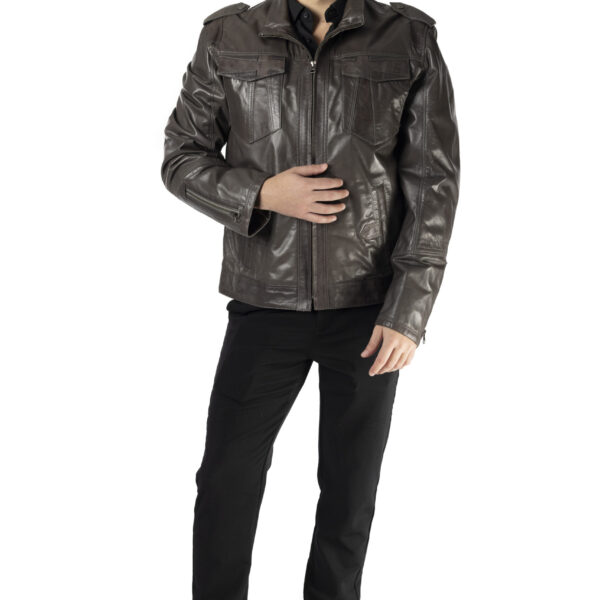 Men's Grey Leather Jacket