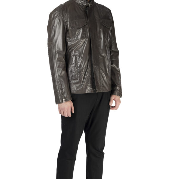 Men's Grey Leather Jacket
