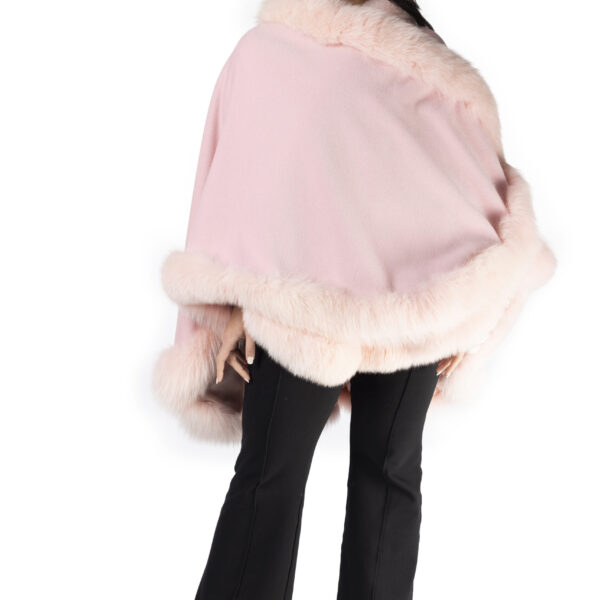 Pink Wool Cape with Pink Dyed Fox