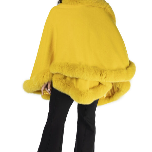 Yellow Wool Cape with Yellow Dyed Fox