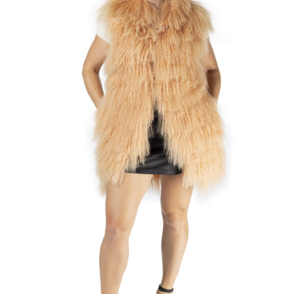 Orange Dyed Tibetan Lamb Vest