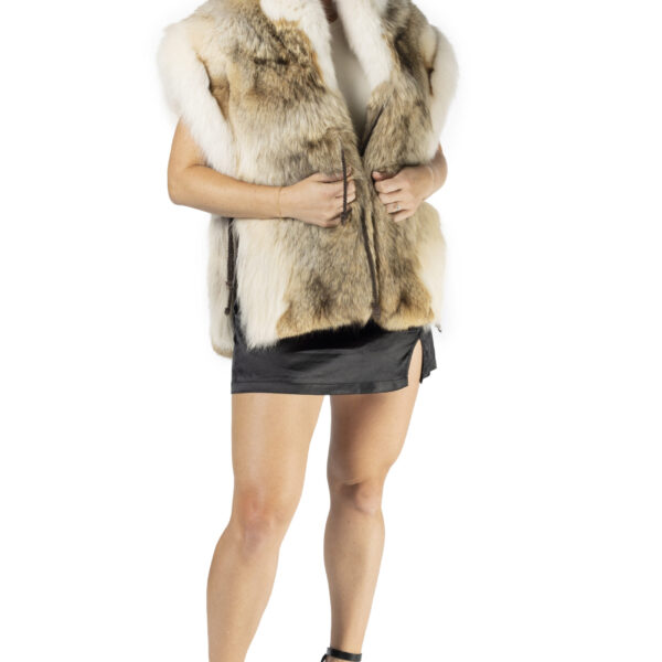 Coyote Vest with White Fox Trim