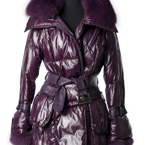 Purple Puff Jacket with Fox and Zip
